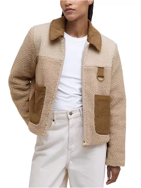 Nwt Barbour Malena Collared Cropped Fleece Jacket Women's Us Size 10/Uk 14